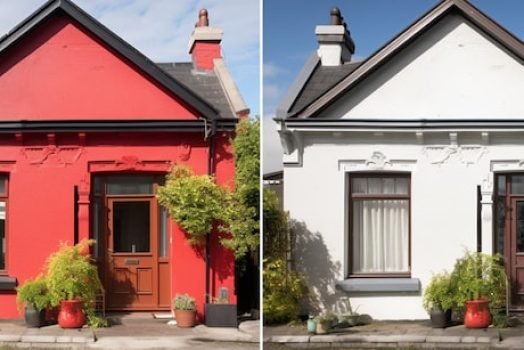 there-are-two-different-houses-with-plants-front-them-generative-ai_1035763-8514